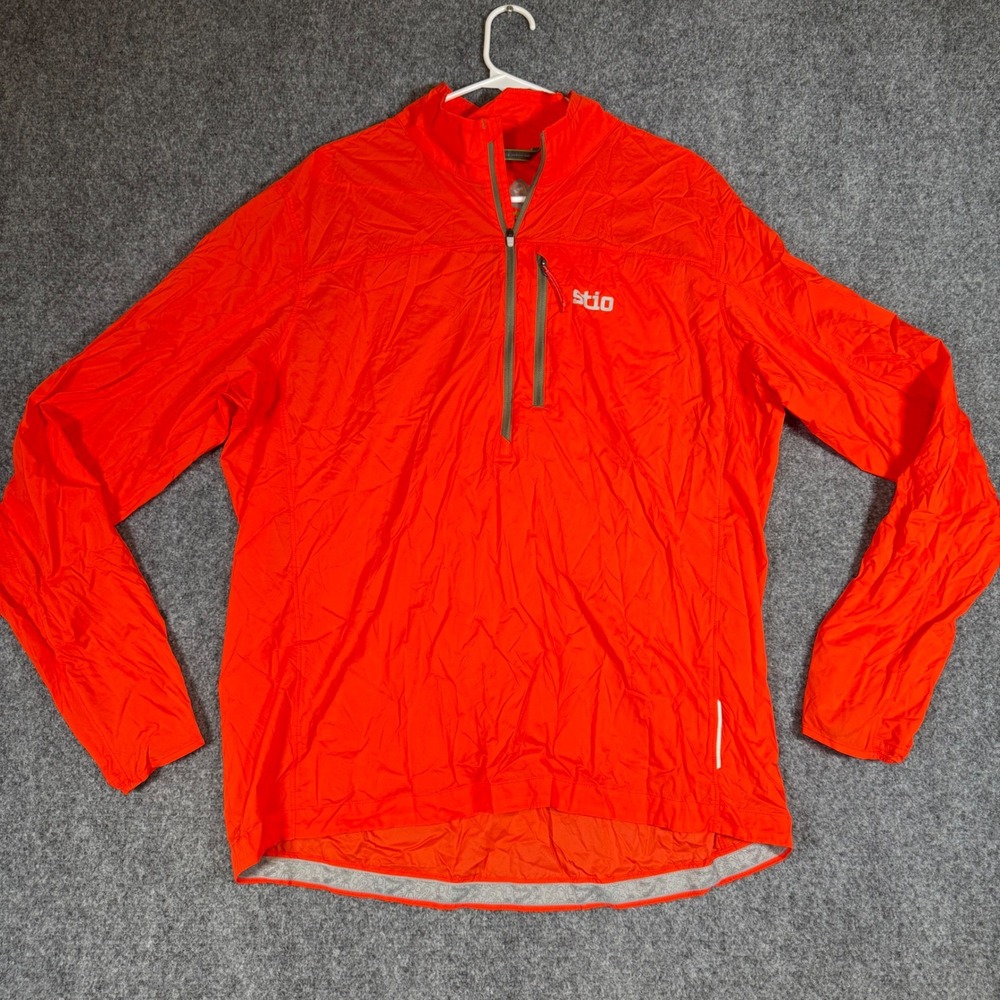 Stio Second Light Windshell Pullover Jacket Mens XL Orange Lightweight Packable